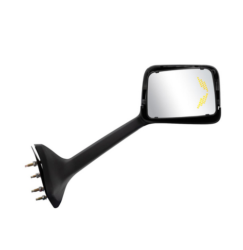 Chrome Plastic Hood Mirror Assembly With Sequential LED Turn Signals For 2018-2024 International Prostar LT-Passenger
