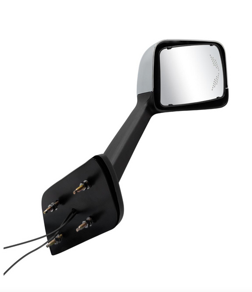 Chrome Plastic Hood Mirror Assembly With Sequential LED Turn Signals For 2018-2024 International Prostar LT-Passenger