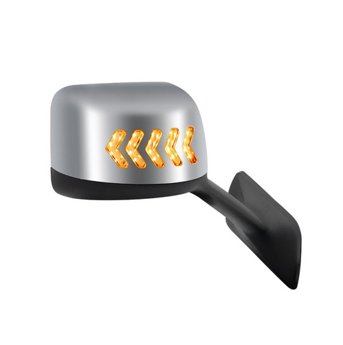 Chrome Plastic Hood Mirror Assembly With Sequential LED Turn Signals For 2018-2024 International Prostar LT-Passenger