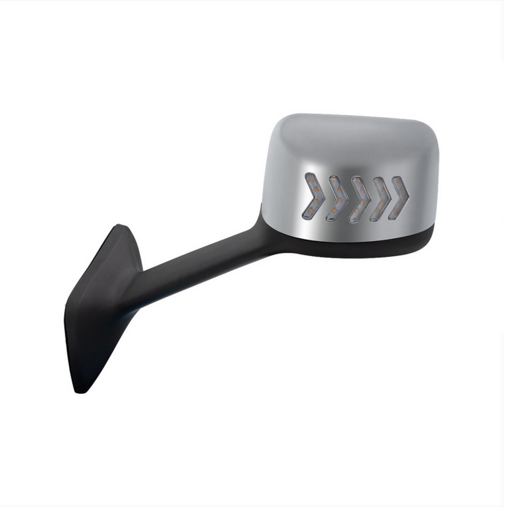 Chrome Plastic Hood Mirror Assembly With Sequential LED Turn Signals F