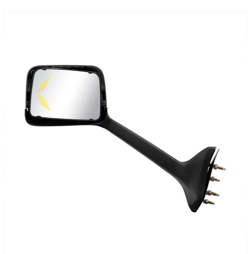 Chrome Plastic Hood Mirror Assembly With Sequential LED Turn Signals For 2018-2024 International Prostar LT-Driver