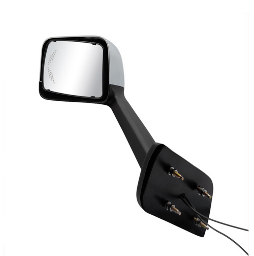 Chrome Plastic Hood Mirror Assembly With Sequential LED Turn Signals For 2018-2024 International Prostar LT-Driver