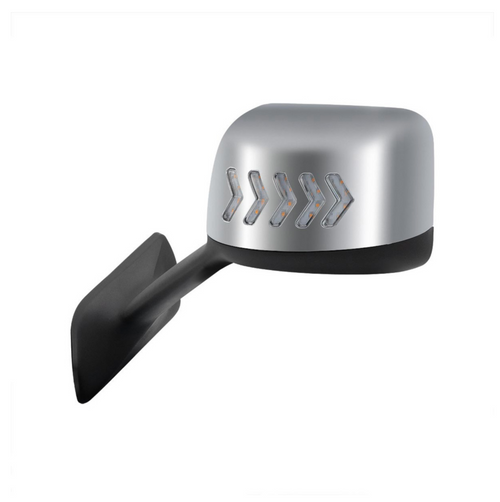 Chrome Plastic Hood Mirror Assembly With Sequential LED Turn Signals For 2018-2024 International Prostar LT-Driver