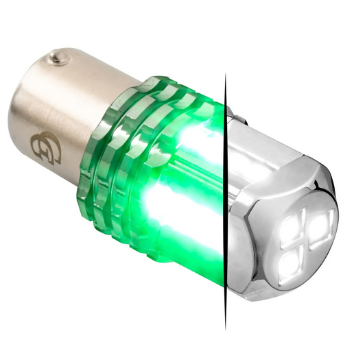 White/Green 1157 Dual Color LED Bulb White Primary