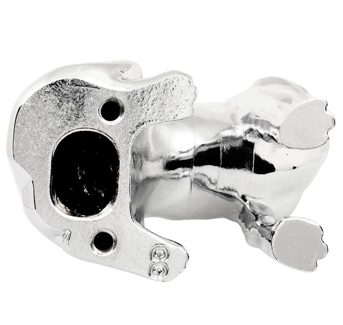 Howling Wolf Hood Ornament Chrome Size	4-1/8" L x 2-1/4" W x 5-3/4" H