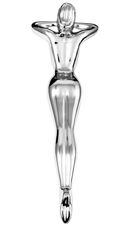 Vintage Posing Lady Hood Ornament Chrome