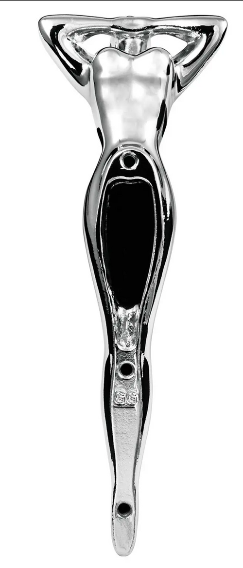 Vintage Posing Lady Hood Ornament Chrome