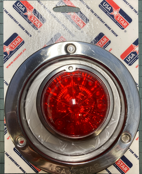 Led Cab Light With 17 Led W/Ring And 4" Light bezel  (Red/Red Lens)