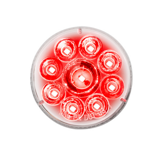 9 LED 2-1/2" Round Pure Reflector Light (Clearance/Marker) - Red LED/Clear Lens