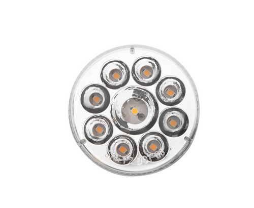 9 LED 2-1/2" Round Pure Reflector Light (Clearance/Marker) - Red LED/Clear Lens