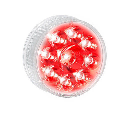 9 LED 2-1/2" Round Pure Reflector Light (Clearance/Marker) - Red LED/Clear Lens