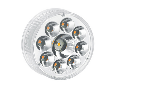 9 LED 2-1/2" Round Pure Reflector Light (Clearance/Marker) - Red LED/Clear Lens