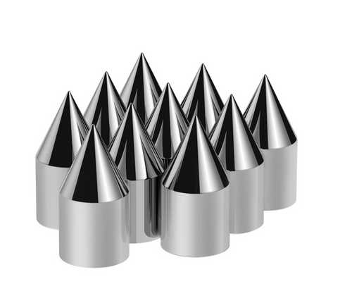 1-1/8" x 2-13/16" Chrome Plastic Spike Nut Covers - Push-On (Color Box Of 10)