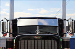 Visor 11" Post Mount Darwin Mirrors Peterbilt 386 Ultra Flat 2005+ Cab Mounted Mirrors