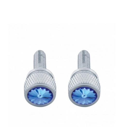 3/4" Short M6 Dash Screw With Crystal For Kenworth - Blue Crystal (2-Pack)