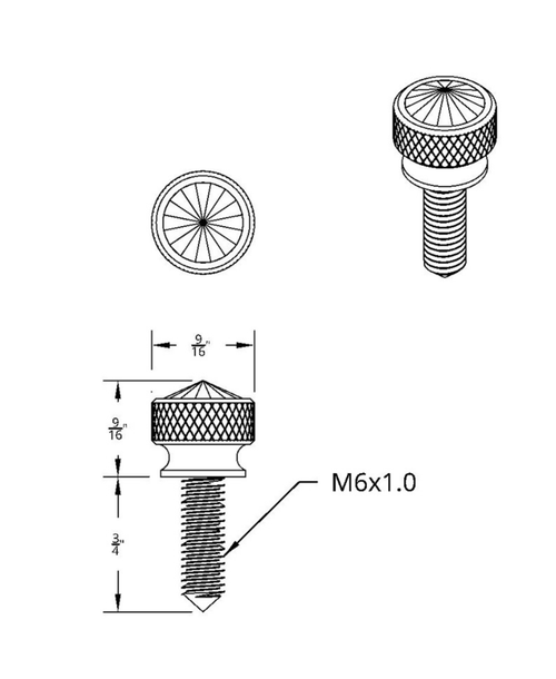 3/4" Short M6 Dash Screw With Crystal For Kenworth - Blue Crystal (2-Pack)