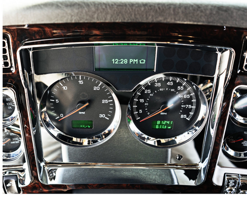 Stainless Speed/Tachometer Dash Panel Trim For 2006+ Kenworth W900, T800, & C500