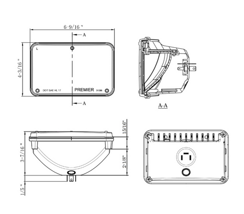 ULTRALIT - High Power LED 4" X 6" Low Beam Headlight With Polycarbonate Lens & Housing