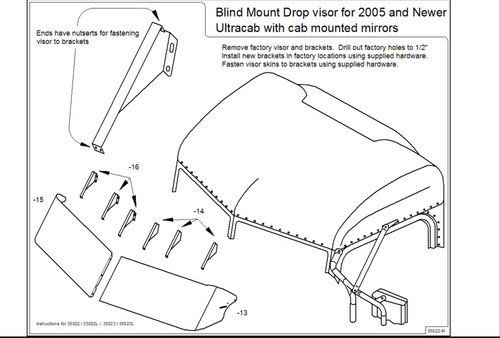 BRACKETS DE VISERA ROADWORKS Fits peterbilt