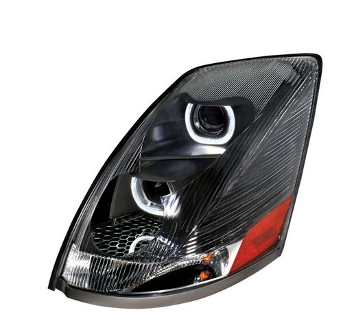 Blackout Projection Headlight With White LED Light Bar For 2003-2017 Volvo VN/VNL - Driver