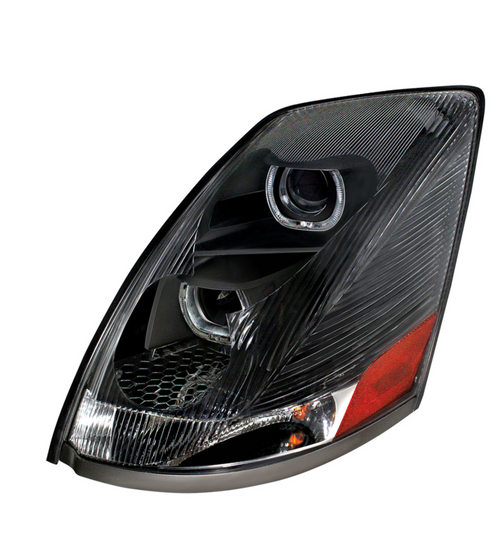 Blackout Projection Headlight With White LED Light Bar For 2003-2017 Volvo VN/VNL - Driver