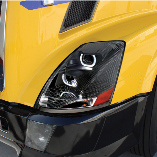 Blackout Projection Headlight With White LED Light Bar For 2003-2017 Volvo VN/VNL - Driver