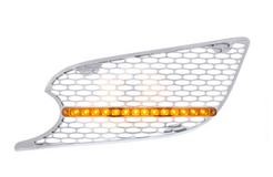 Chrome Air Intake Grille With LED Light For 2012-2021 Peterbilt 579 (Driver) - Amber LED/Amber Lens