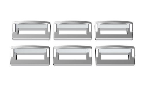 Chrome Plastic Switch Label Covers With Visor For 2001 & Older Peterbilt (6-Pack)