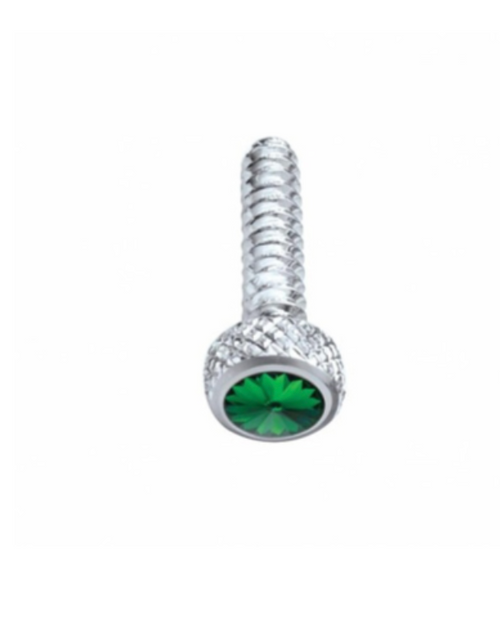 Chrome Short Dash Screw For Freightliner With Green Crystal (2-Pack)