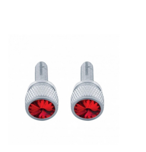 3/4" Short M6 Dash Screw With Crystal For Kenworth - Red Crystal (2-Pack)