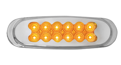 Ultra Thin Spyder 12 LED Marker Light w/ Chrome Plastic Matrix Bezel Amber/Ambe