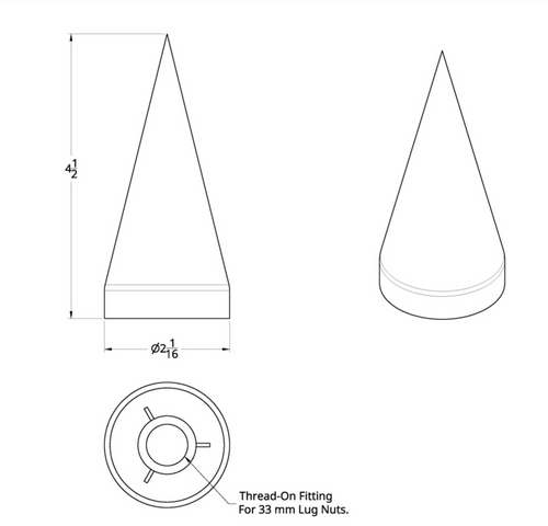 33mm x 4-1/2" Chrome Plastic X Spike Nut Cover - Thread-On