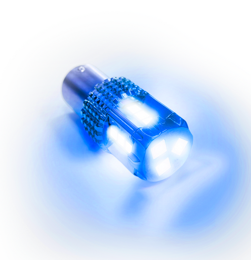Amber / Blue 1157 Dual Color 15 LED Bulb for Glass Lens Light Each