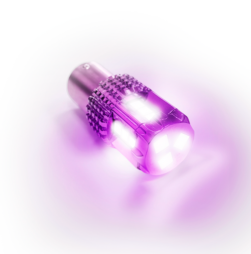 Amber / Purple 1157 Dual Color 15 LED Bulb for Glass Lens Light