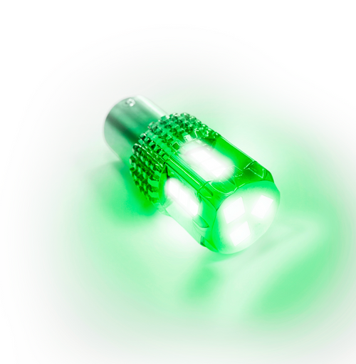 White / Green 1157 Dual Color 15 LED Bulb for Glass Lens Light
