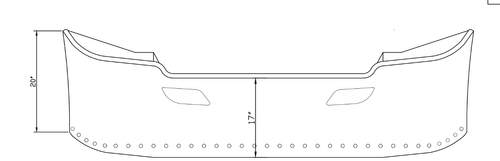 17"- 20" Bumper Chrome Fits Kenworth T680 Wrap Around W/Bracktes,Tow Hole, 3/4" Lights Holes 2013-2021