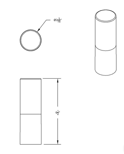 33mm X 6-1/2" Chrome Plastic Tall Cylinder Nut Cover - Thread-On