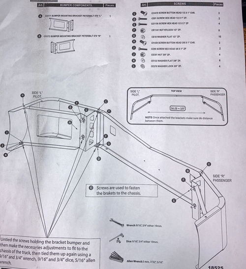 16" Chrome Bumper Fits Peterbilt 579,587 2012-2025 with Brackets