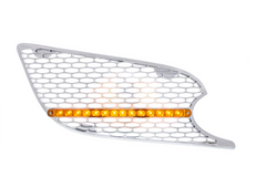 Chrome Air Intake Grille With LED Light For 2012-2021 Peterbilt 579 (Passenger) - Amber LED/Amber Lens