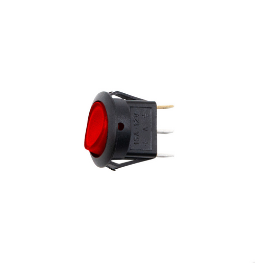Red Illum Round Rocker 10 Amp 12V On/Off 1/2" Dia. 1 Pc