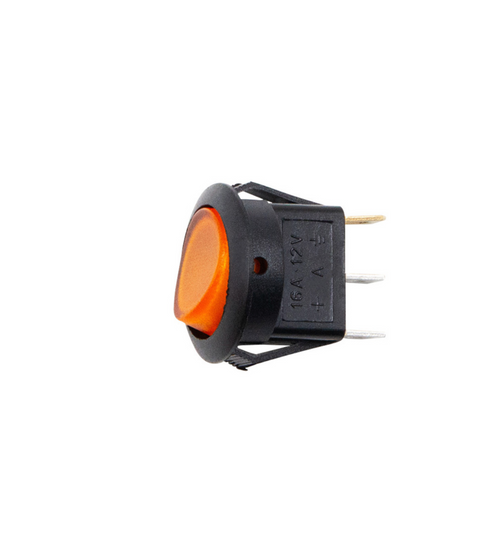 Amber Illum Round Rocker 10 Amp 12V On/Off 1/2" Dia. 1 Pc.