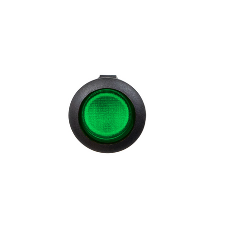 Green Illum Round Rocker 10 Amp 12V On/Off 1/2" Dia. 1 Pc.