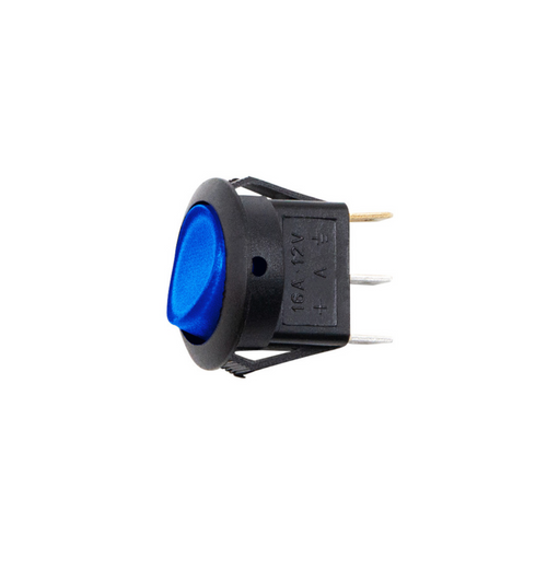 Blue Illum Round Rocker 10 Amp 12V On/Off 1/2" Dia. 1 Pc.