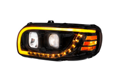 Blackout Projection Headlight With LED Turn Signal & Light Bar For 2008-2024 Peterbilt 389-Driver