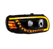 Blackout Projection Headlight With LED Turn Signal & Light Bar For 2008-2024 Peterbilt 389-Passenger