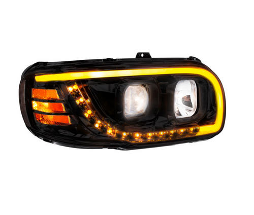 Blackout Projection Headlight With LED Turn Signal & Light Bar For 2008-2024 Peterbilt 389-Passenger