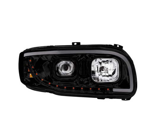 Blackout Projection Headlight With LED Turn Signal & Light Bar For 2008-2024 Peterbilt 389-Passenger