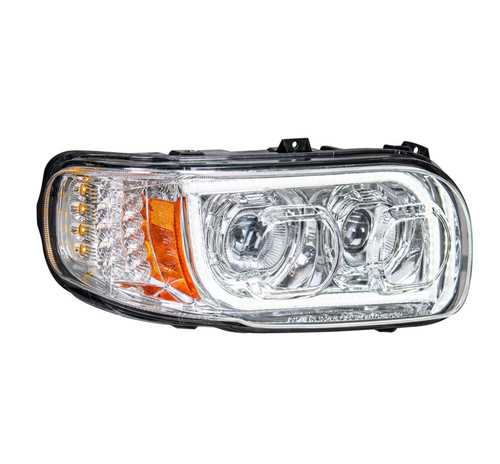 High Power LED Chrome Headlight With 16 LED Turn & 57 LED Bar For 2008-2024 Peterbilt 389- Passenger
