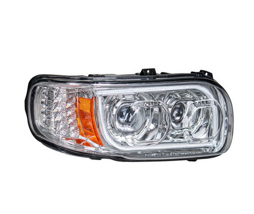 High Power LED Chrome Headlight With 16 LED Turn & 57 LED Bar For 2008-2024 Peterbilt 389- Passenger