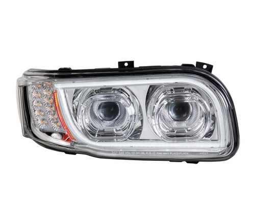 High Power LED Chrome Headlight With 16 LED Turn & 57 LED Bar For 2008-2024 Peterbilt 389- Passenger